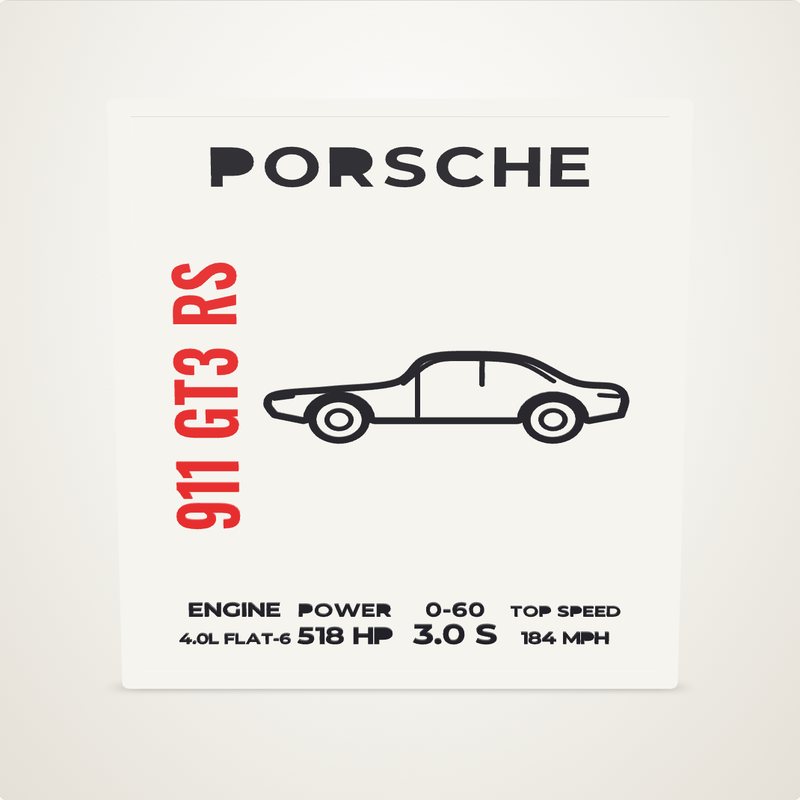 Car Plaque: 911 GT3 RS · 518 hp